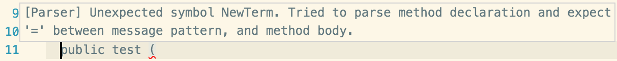 Parsing Error in SOMns in VS Code